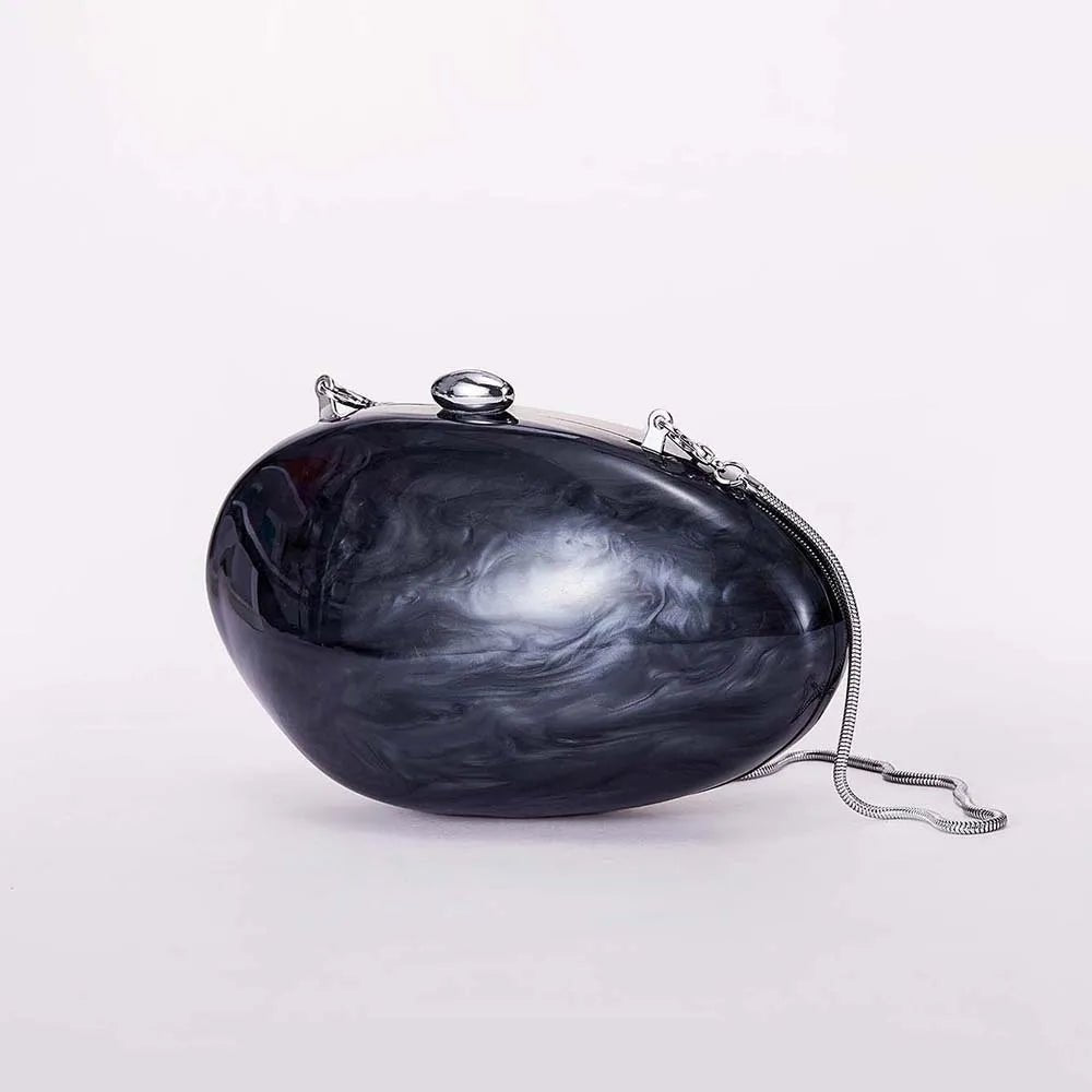 Oval Marble Beige Shell Acrylic Luxury Elegant Lady Evening Bag | Cute Handbag & Wedding Girl Female Mini Purse - Ever Trendy Essentials