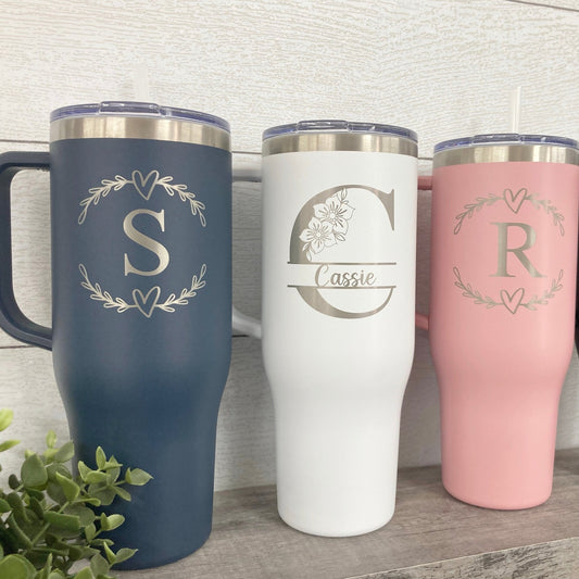 Personalized 40 oz Charger Tumbler with Handle - Ever Trendy Essentials