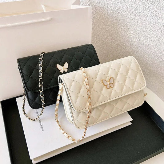 PU Leather Shoulder Bag Classic Style | Diamond Pattern Chain Bag & Daughter Trendy All - Match Crossbody Bag (Mini Korean Style) - Ever Trendy Essentials