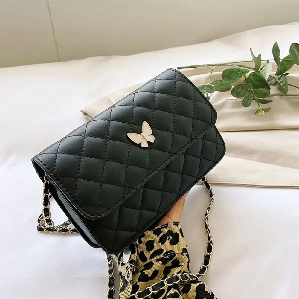PU Leather Shoulder Bag Classic Style | Diamond Pattern Chain Bag & Daughter Trendy All - Match Crossbody Bag (Mini Korean Style) - Ever Trendy Essentials