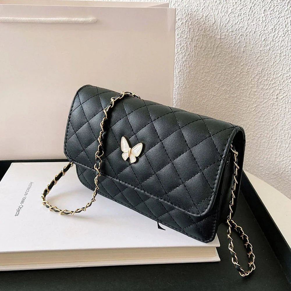 PU Leather Shoulder Bag Classic Style | Diamond Pattern Chain Bag & Daughter Trendy All - Match Crossbody Bag (Mini Korean Style) - Ever Trendy Essentials