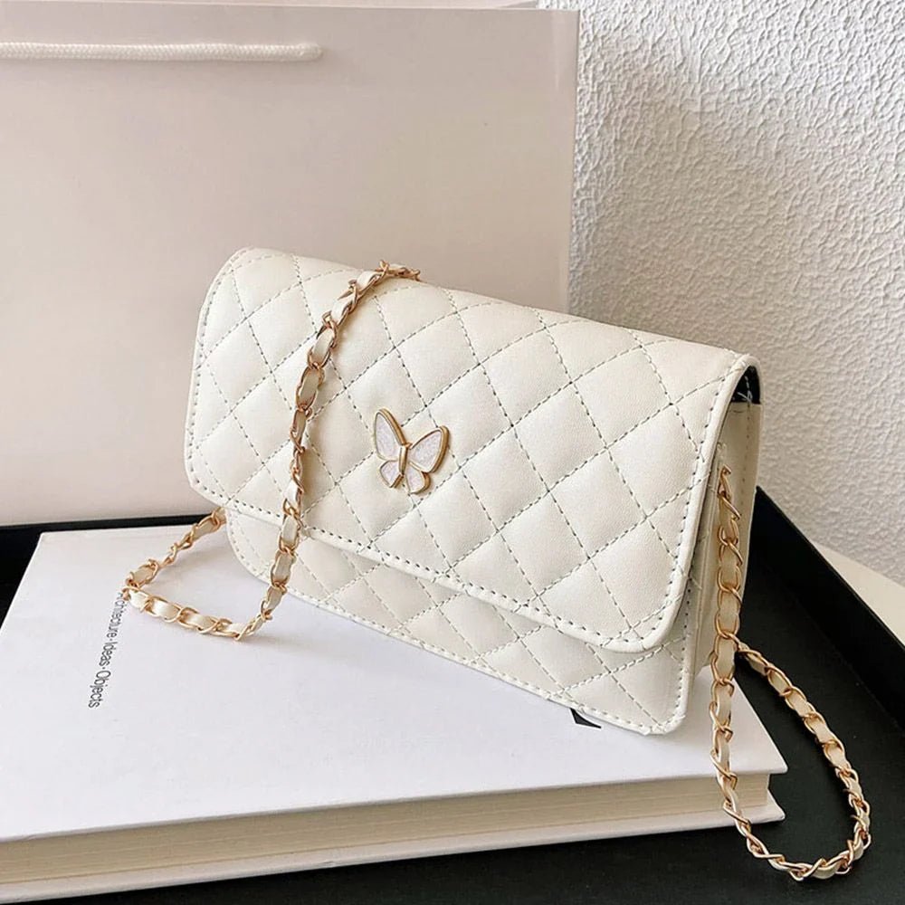 PU Leather Shoulder Bag Classic Style | Diamond Pattern Chain Bag & Daughter Trendy All - Match Crossbody Bag (Mini Korean Style) - Ever Trendy Essentials