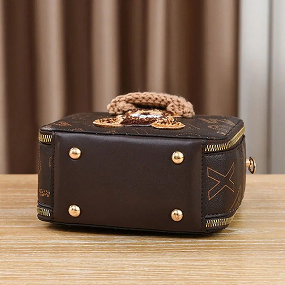 PU Leather Shoulder Bags | Fashion Simple Cute Cartoon Bear Crossbody Bag & Messenger Bag (Women's Small Square Handbags) - Ever Trendy Essentials