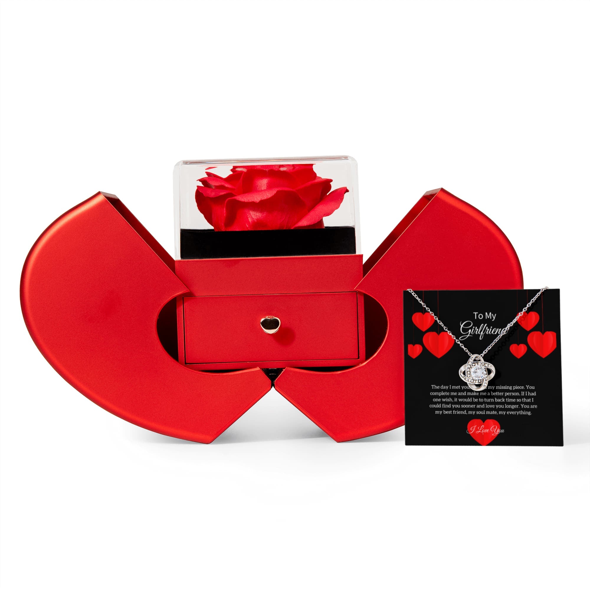 Red Heart Love Knot Necklace for Girlfriend - Ever Trendy Essentials