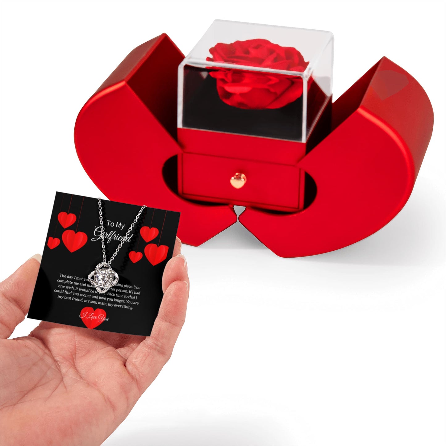 Red Heart Love Knot Necklace for Girlfriend - Ever Trendy Essentials