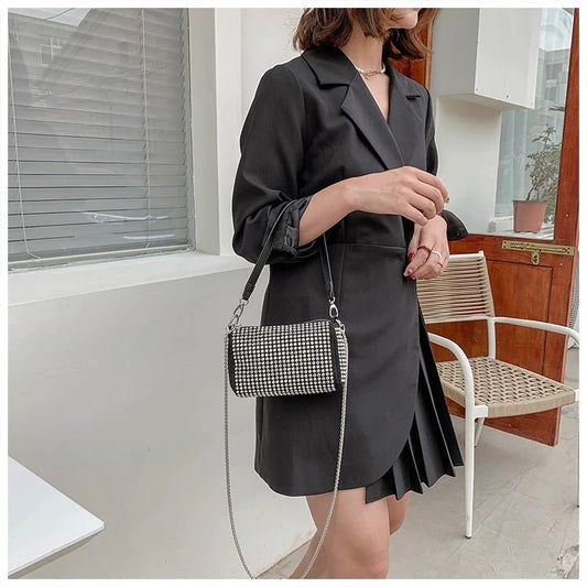 Rhinestone Square Pouch | Full Diamond Underarm Bag & Chain Shoulder Crossbody (Small Handbag, Japanese & Korean Style) - Ever Trendy Essentials