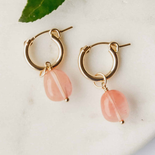 Rose Quartz Hoop Charms - Ever Trendy Essentials