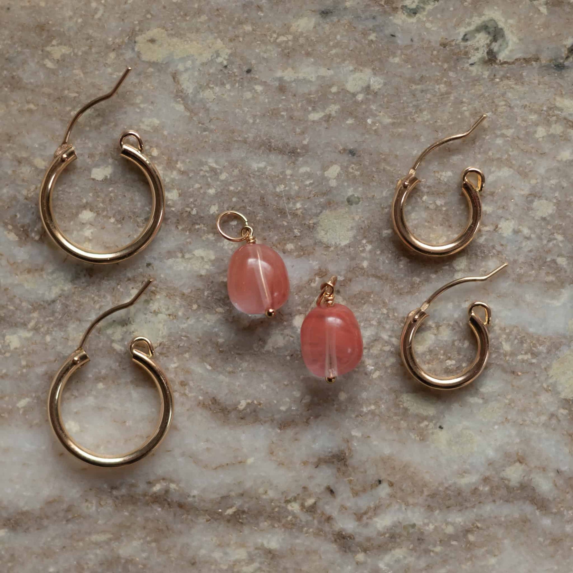 Rose Quartz Hoop Charms - Ever Trendy Essentials