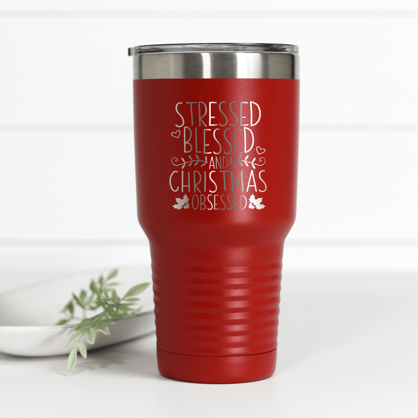 Stressed Blessed Christmas Obsessed 30 oz Engraved Tumbler - Ever Trendy Essentials