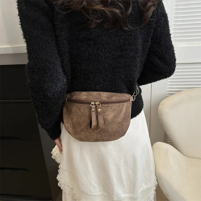 Stylish Hobo Solid Color Satchel | Luxury Designer Chest Bag & Women's PU Leather Waist Bags (Wide Strap Fashion Fanny Shoulder Pack) - Ever Trendy Essentials