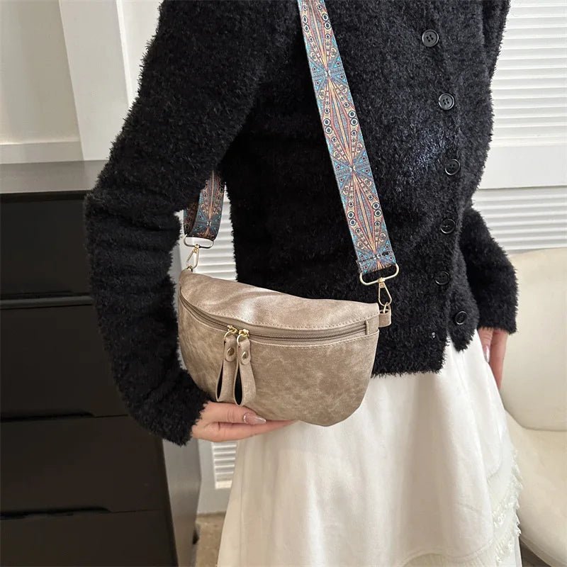 Stylish Hobo Solid Color Satchel | Luxury Designer Chest Bag & Women's PU Leather Waist Bags (Wide Strap Fashion Fanny Shoulder Pack) - Ever Trendy Essentials