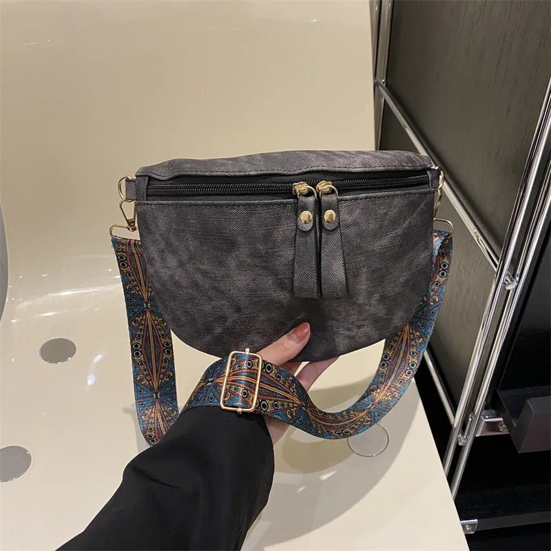 Stylish Hobo Solid Color Satchel | Luxury Designer Chest Bag & Women's PU Leather Waist Bags (Wide Strap Fashion Fanny Shoulder Pack) - Ever Trendy Essentials