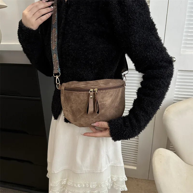 Stylish Hobo Solid Color Satchel | Luxury Designer Chest Bag & Women's PU Leather Waist Bags (Wide Strap Fashion Fanny Shoulder Pack) - Ever Trendy Essentials