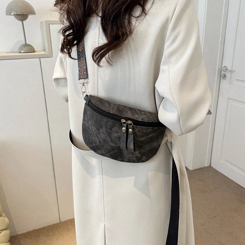 Stylish Hobo Solid Color Satchel | Luxury Designer Chest Bag & Women's PU Leather Waist Bags (Wide Strap Fashion Fanny Shoulder Pack) - Ever Trendy Essentials