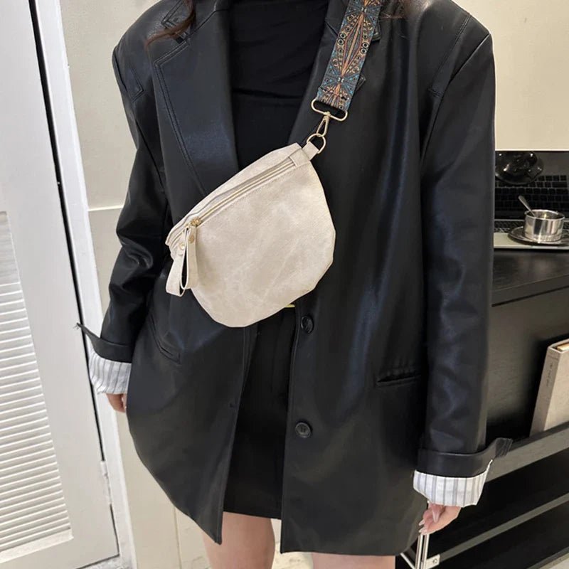Stylish Hobo Solid Color Satchel | Luxury Designer Chest Bag & Women's PU Leather Waist Bags (Wide Strap Fashion Fanny Shoulder Pack) - Ever Trendy Essentials