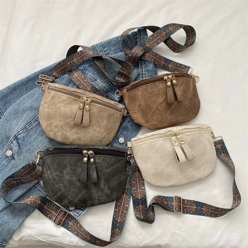 Stylish Hobo Solid Color Satchel | Luxury Designer Chest Bag & Women's PU Leather Waist Bags (Wide Strap Fashion Fanny Shoulder Pack) - Ever Trendy Essentials