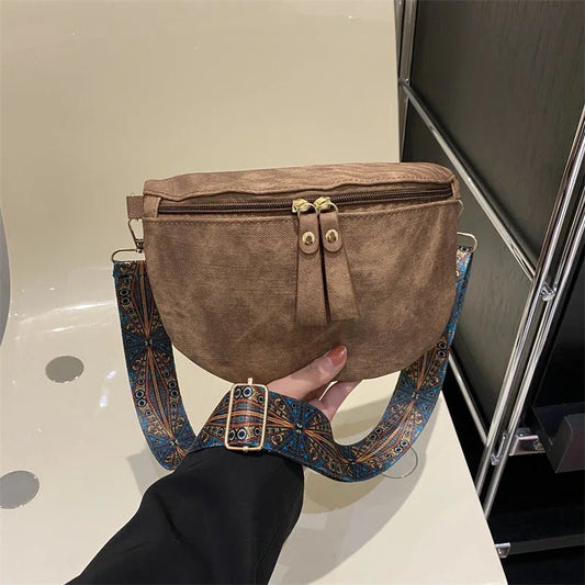 Stylish Hobo Solid Color Satchel | Luxury Designer Chest Bag & Women's PU Leather Waist Bags (Wide Strap Fashion Fanny Shoulder Pack) - Ever Trendy Essentials
