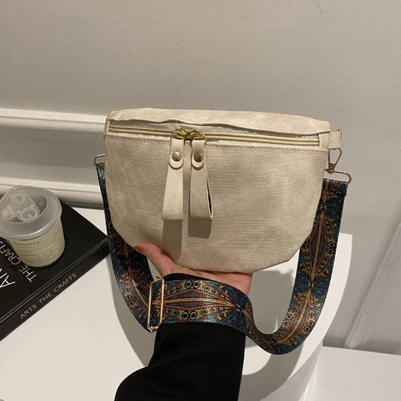 Stylish Hobo Solid Color Satchel | Luxury Designer Chest Bag & Women's PU Leather Waist Bags (Wide Strap Fashion Fanny Shoulder Pack) - Ever Trendy Essentials