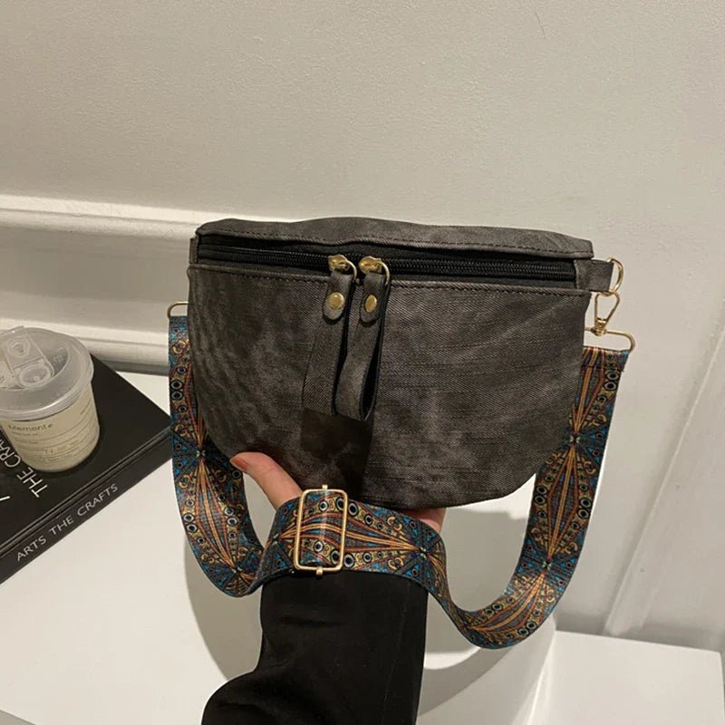 Stylish Hobo Solid Color Satchel | Luxury Designer Chest Bag & Women's PU Leather Waist Bags (Wide Strap Fashion Fanny Shoulder Pack) - Ever Trendy Essentials
