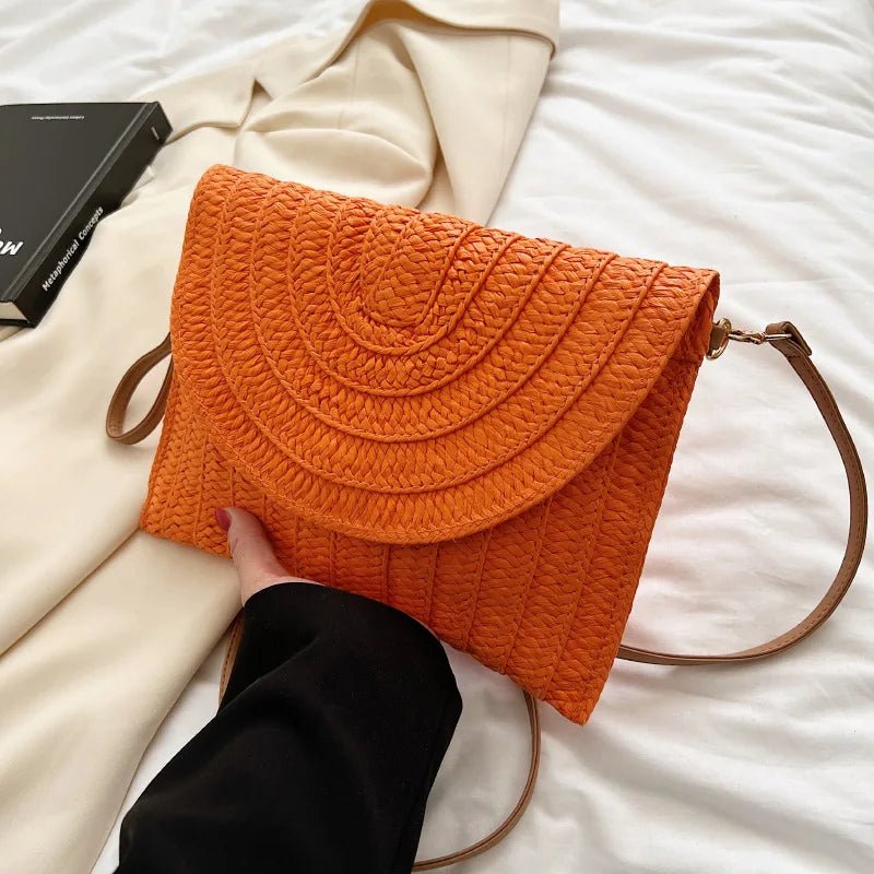Summer Travel Beach Bag Straw Woven Clutch Bag | Fashion Designer Crossbody Shoulder Bag for Women (Handbag Ladies Wrist Wicker Bag) - Ever Trendy Essentials