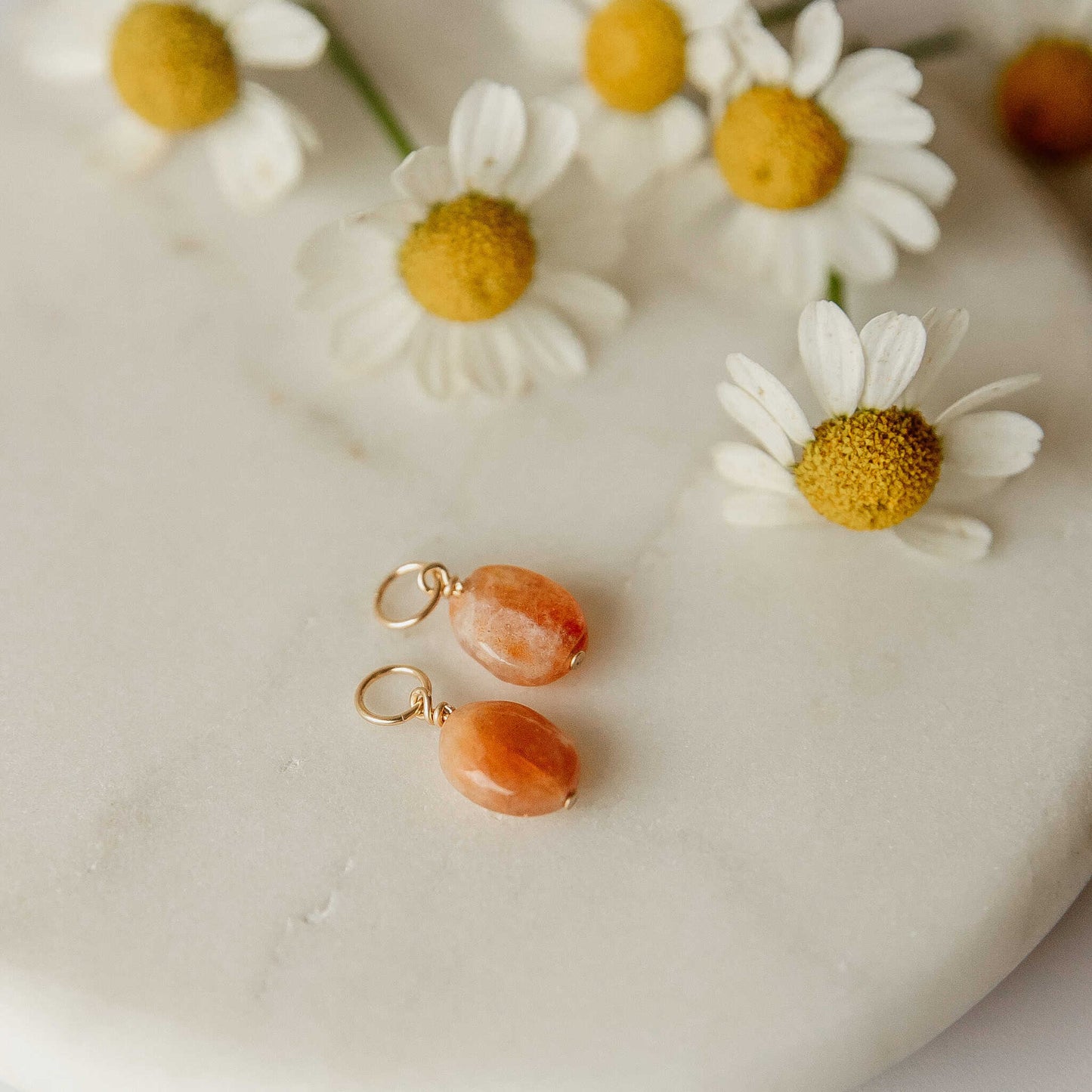 Sunstone Peach Hoop Charms - Ever Trendy Essentials