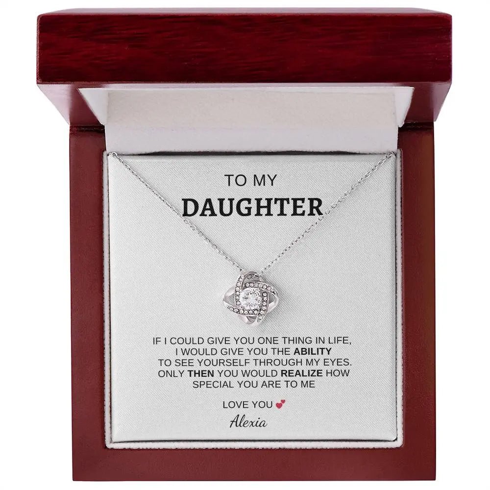 I Love You" Daughter Love Knot Necklace - Ever Trendy Essentials