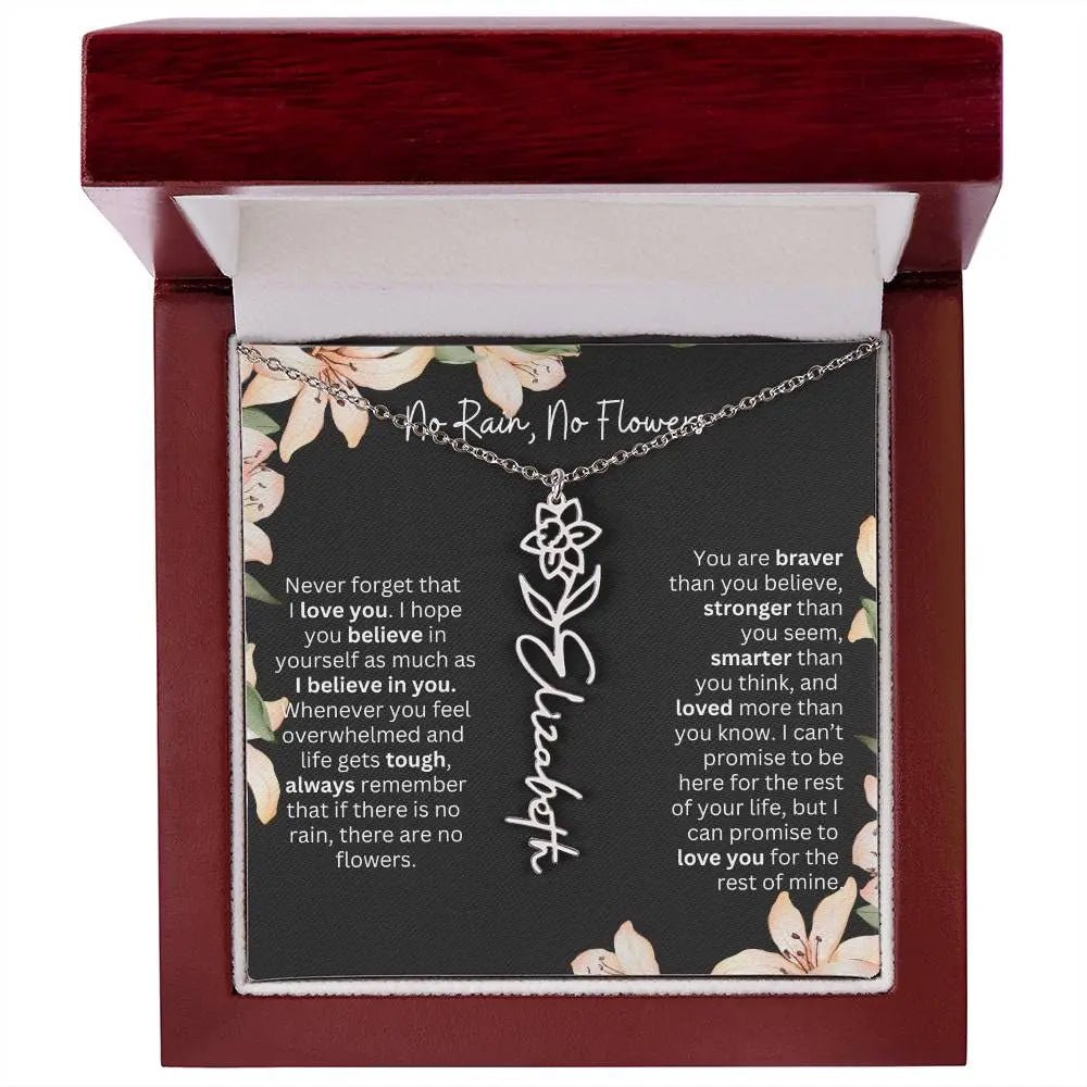 To My Daughter Necklace From Dad I Birth Flower Necklace With Name I No Rain - No Flowers - Ever Trendy Essentials
