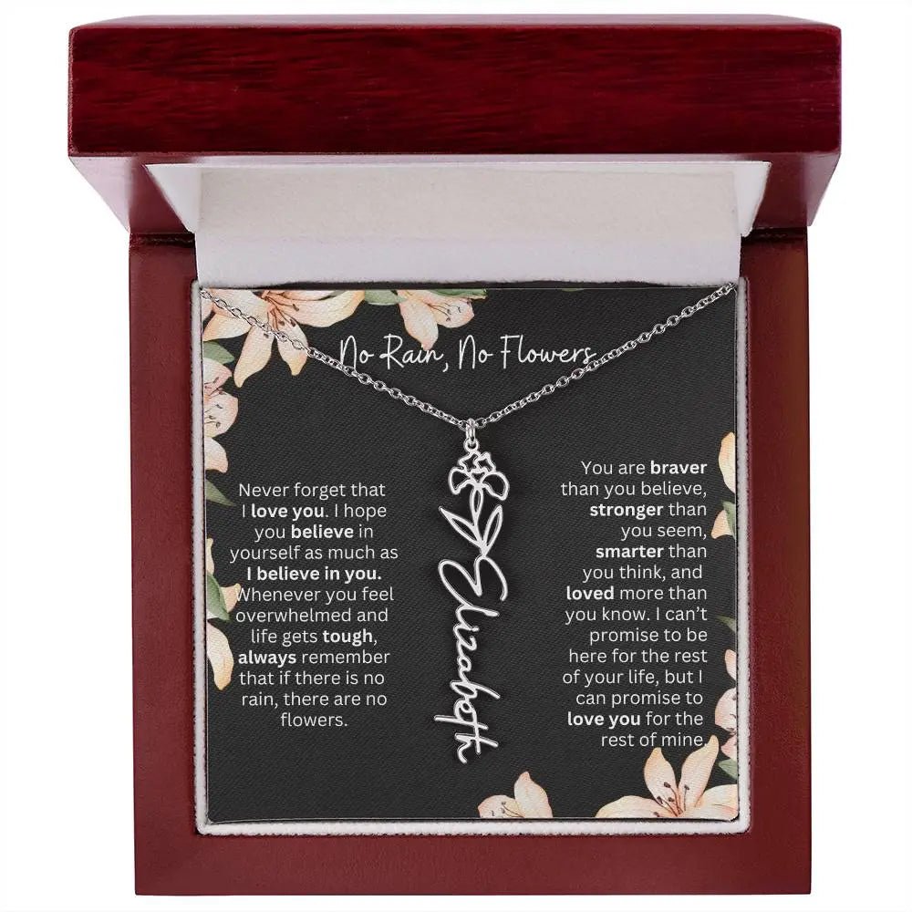 To My Daughter Necklace From Dad I Birth Flower Necklace With Name I No Rain - No Flowers - Ever Trendy Essentials