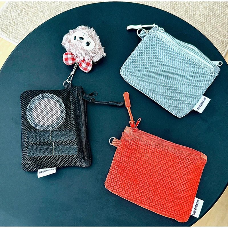 Travel Makeup Storage Bags | New Mesh Coin Purse & Simple Portable Mini Bag (Multi - purpose Square Bag Double - layer Zipper Card Holder) - Ever Trendy Essentials