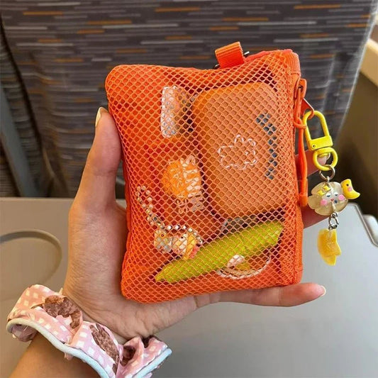 Travel Makeup Storage Bags | New Mesh Coin Purse & Simple Portable Mini Bag (Multi - purpose Square Bag Double - layer Zipper Card Holder) - Ever Trendy Essentials