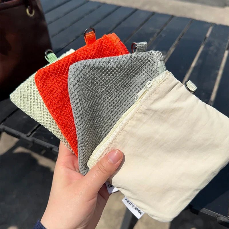 Travel Makeup Storage Bags | New Mesh Coin Purse & Simple Portable Mini Bag (Multi - purpose Square Bag Double - layer Zipper Card Holder) - Ever Trendy Essentials