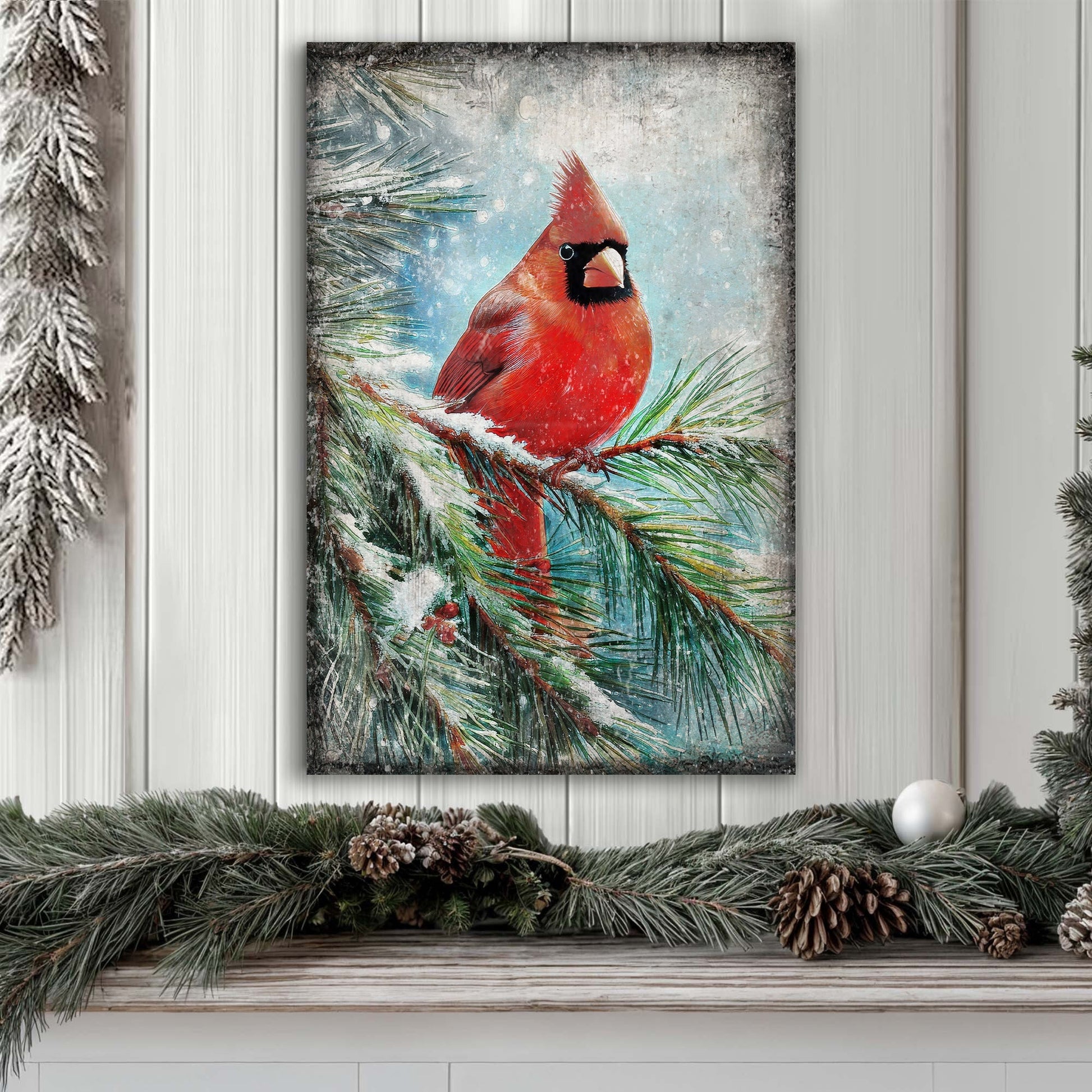Vintage Cardinal Christmas Wall Art - Holiday Home Decor Canvas Print 2025 - Ever Trendy Essentials