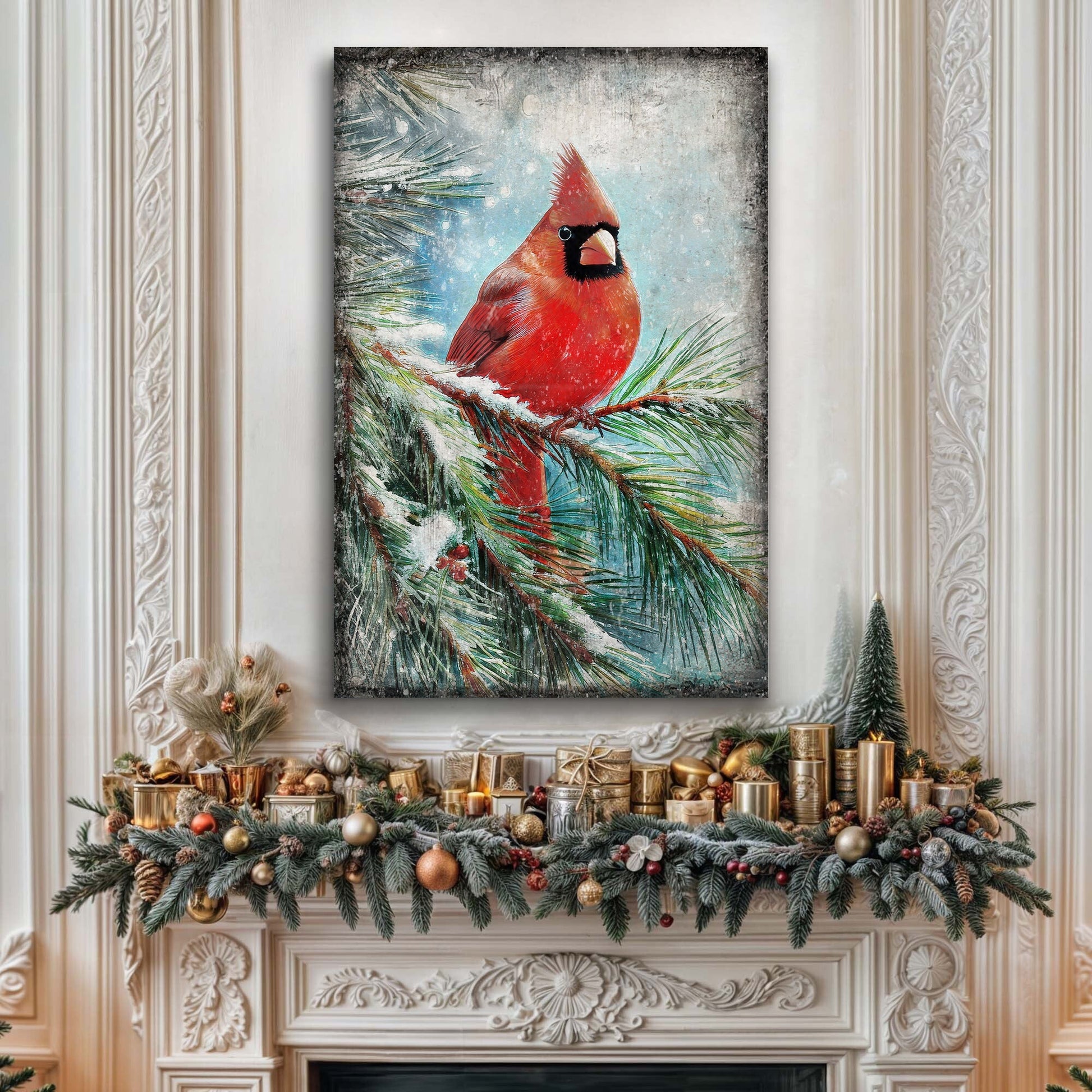 Vintage Cardinal Christmas Wall Art - Holiday Home Decor Canvas Print 2025 - Ever Trendy Essentials