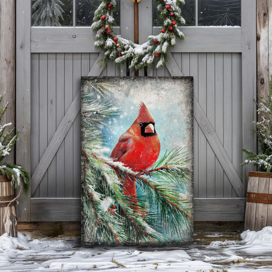 Vintage Cardinal Christmas Wall Art - Holiday Home Decor Canvas Print 2025 - Ever Trendy Essentials