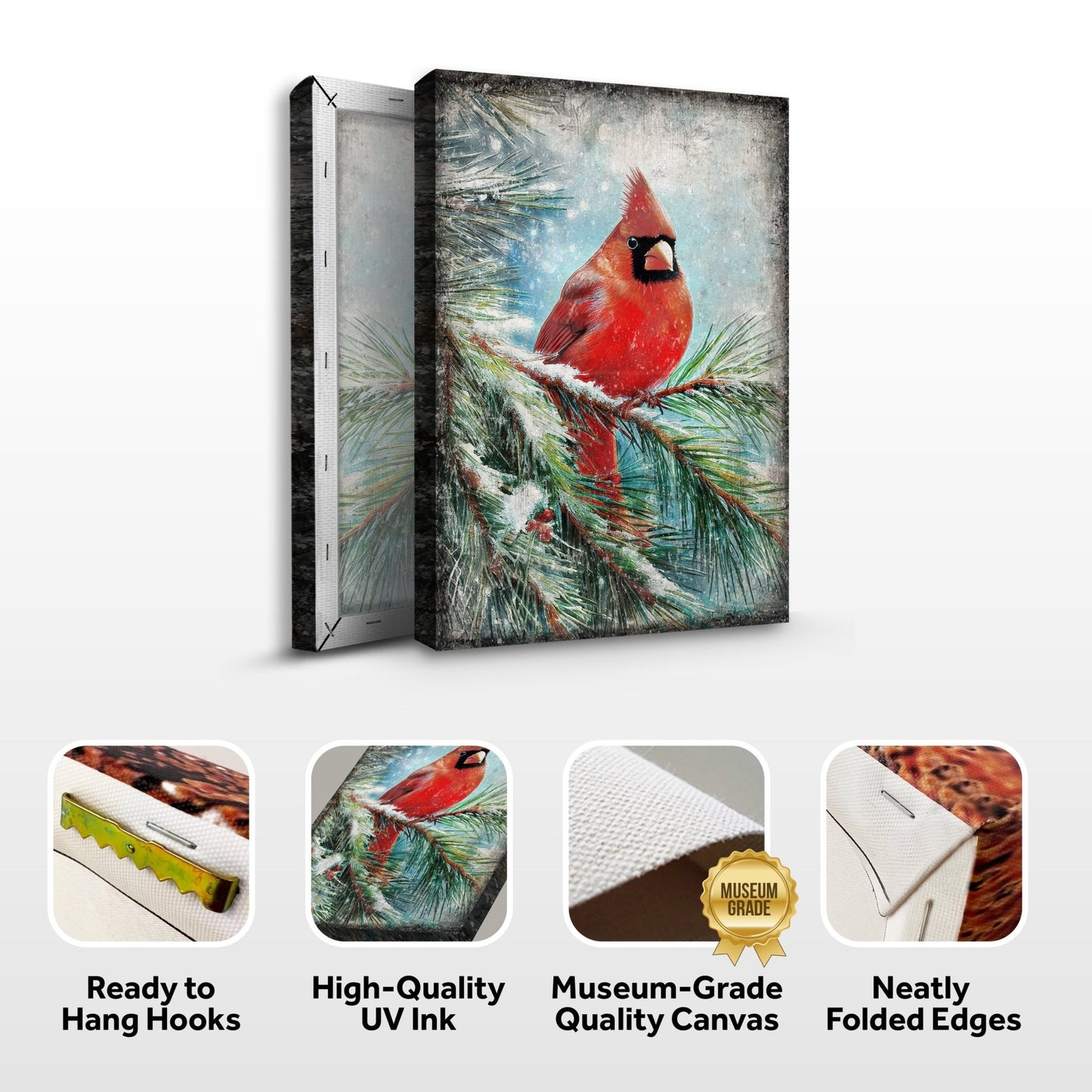 Vintage Cardinal Christmas Wall Art - Holiday Home Decor Canvas Print 2025 - Ever Trendy Essentials