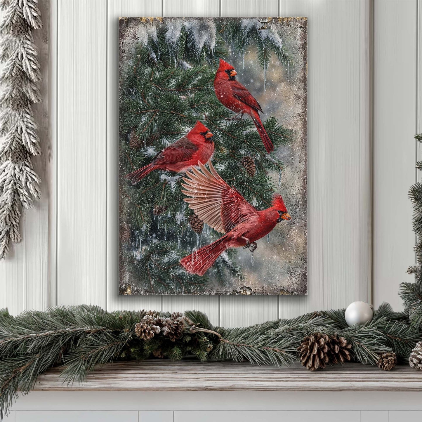 Vintage Cardinal Christmas Wall Art II - Holiday Home Decor Canvas Print 2025 - Ever Trendy Essentials