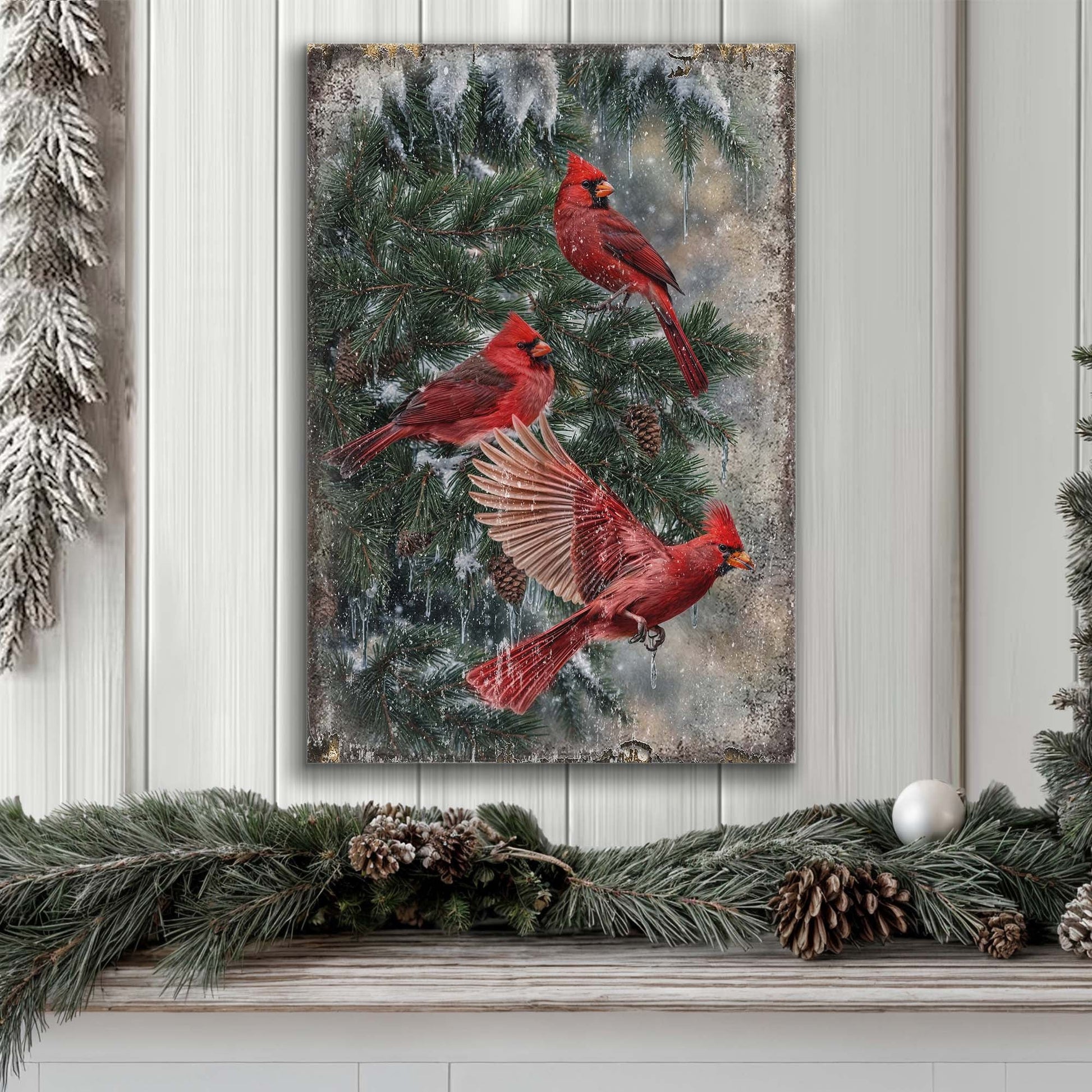 Vintage Cardinal Christmas Wall Art II - Holiday Home Decor Canvas Print 2025 - Ever Trendy Essentials