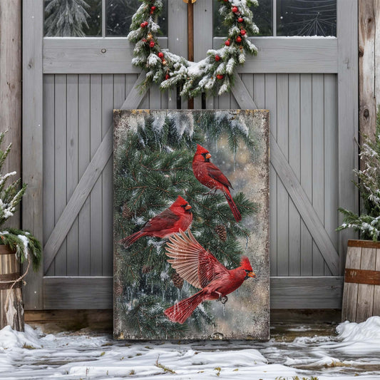 Vintage Cardinal Christmas Wall Art II - Holiday Home Decor Canvas Print 2025 - Ever Trendy Essentials