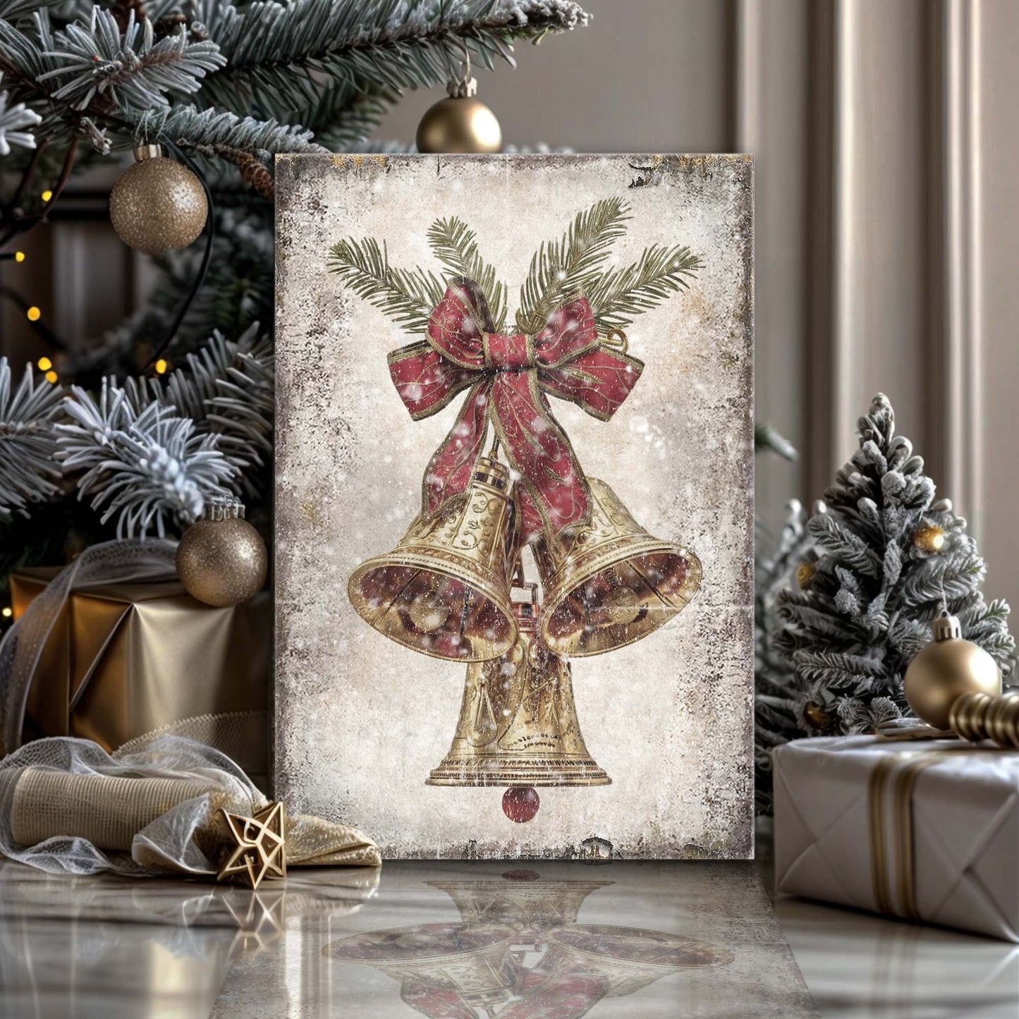 Vintage Christmas Bells Wall Art - Holiday Home Decor Canvas Print 2025 - Ever Trendy Essentials