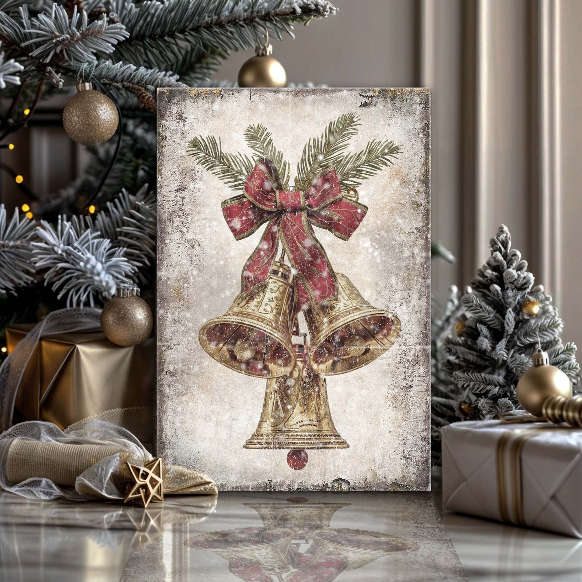 Vintage Christmas Bells Wall Art - Holiday Home Decor Canvas Print 2025 - Ever Trendy Essentials