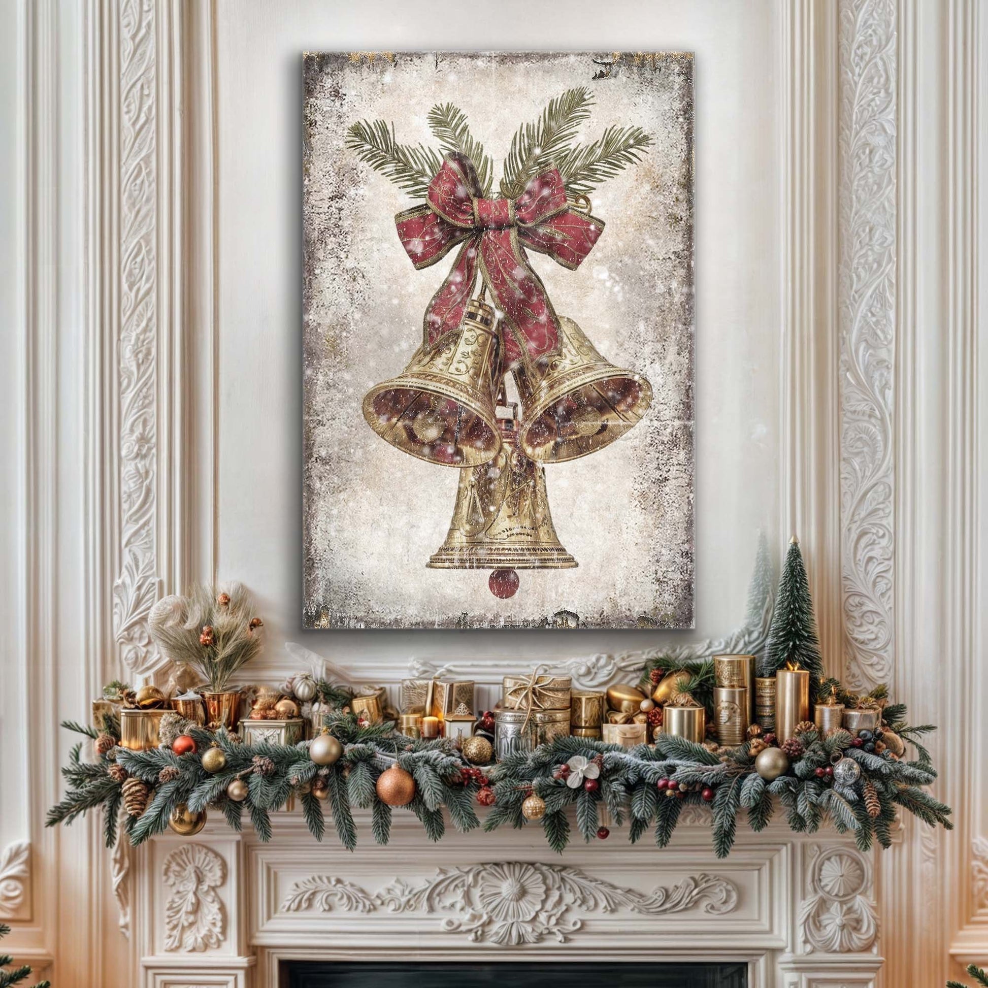 Vintage Christmas Bells Wall Art - Holiday Home Decor Canvas Print 2025 - Ever Trendy Essentials