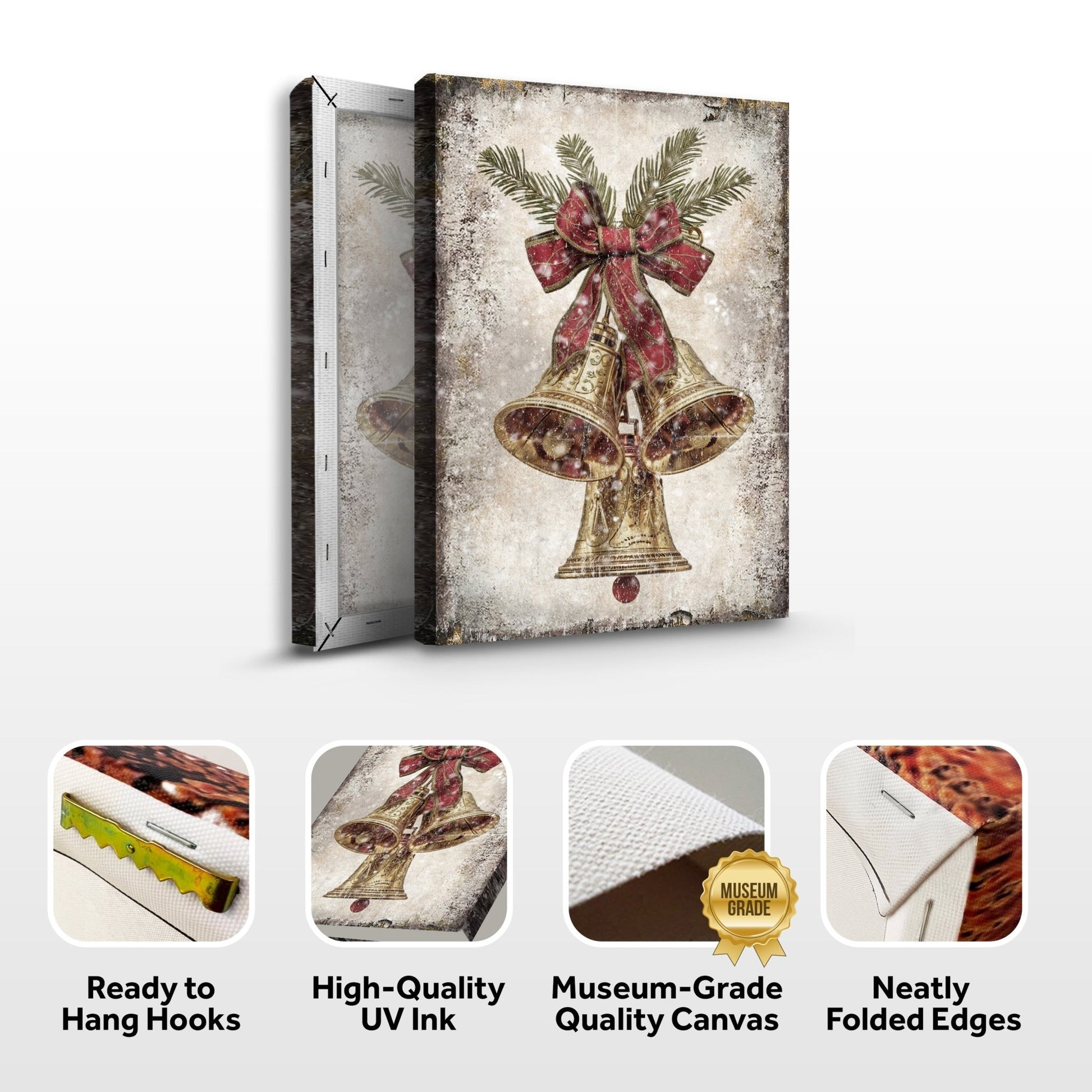 Vintage Christmas Bells Wall Art - Holiday Home Decor Canvas Print 2025 - Ever Trendy Essentials