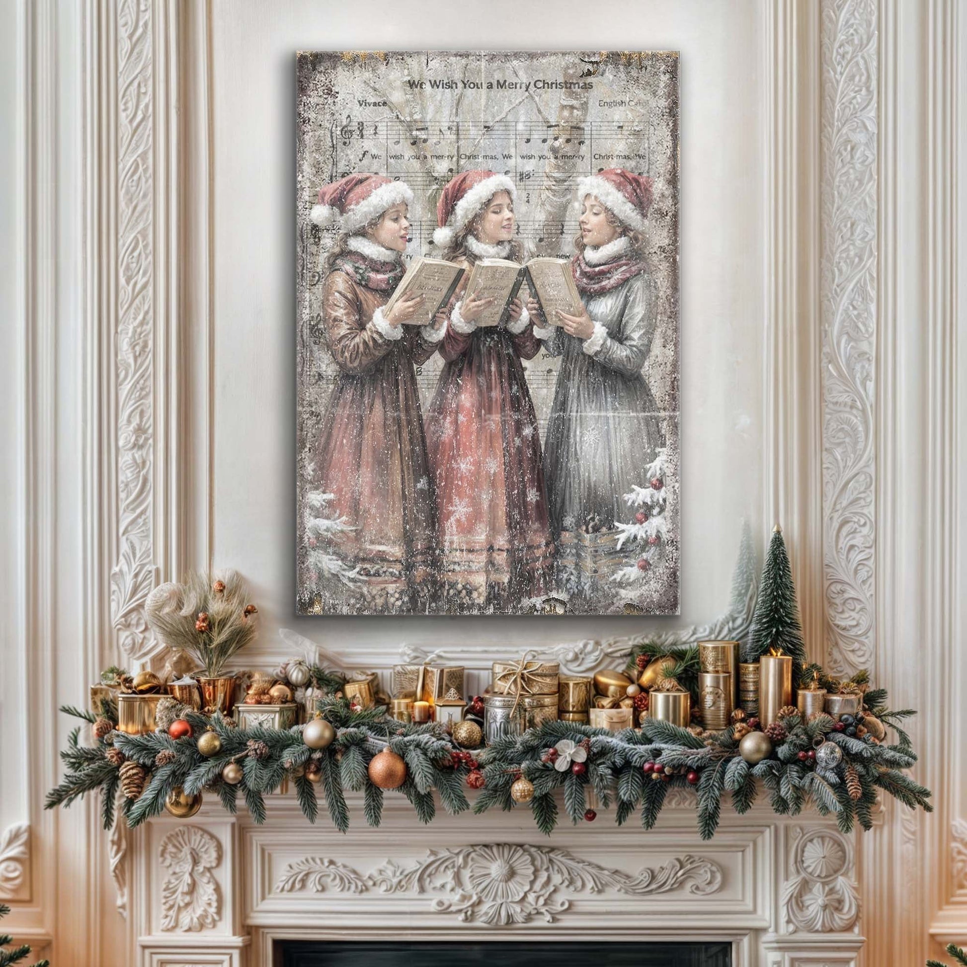 Vintage Christmas Carolers Wall Art - Holiday Home Decor Canvas Print 2025 - Ever Trendy Essentials