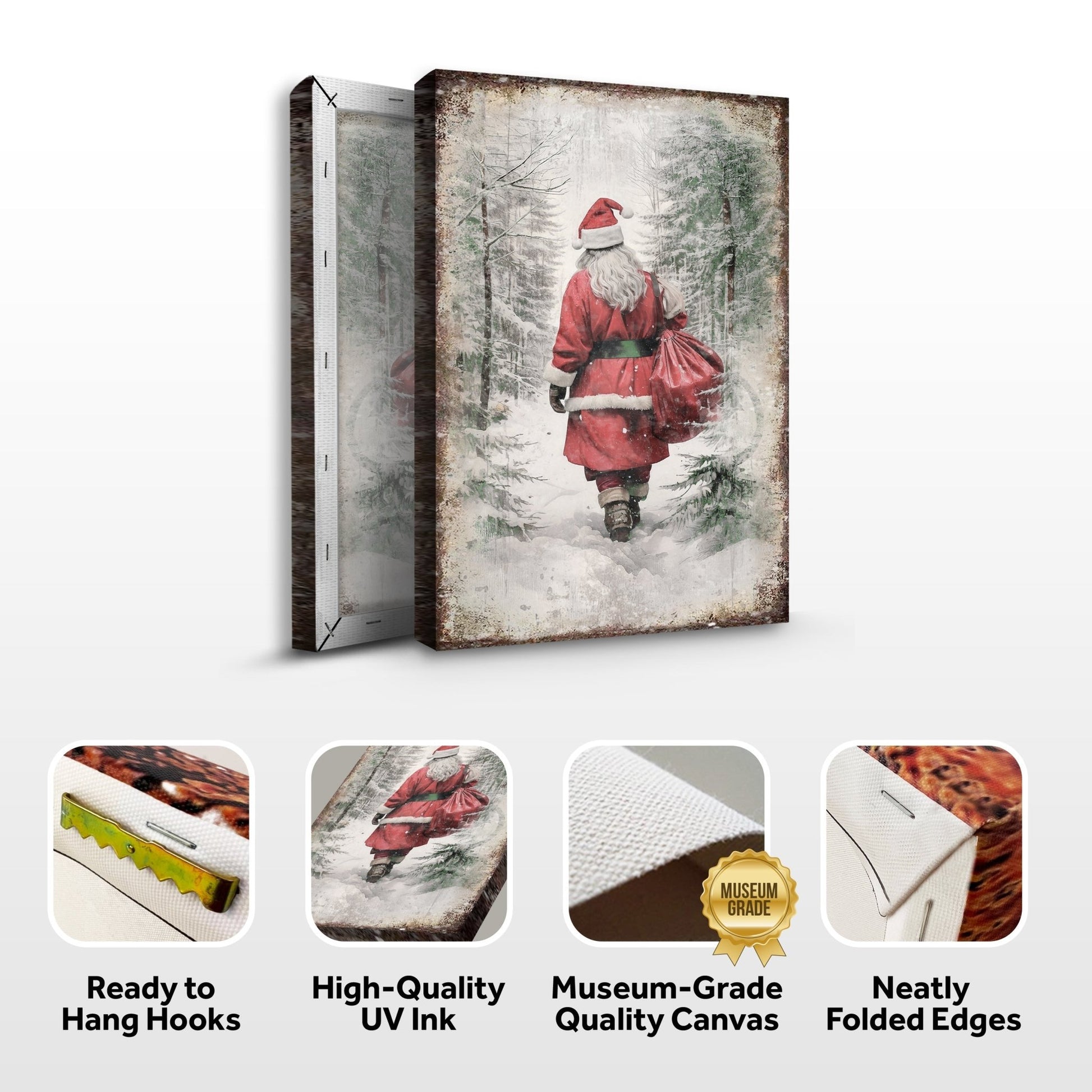 Vintage Christmas Santa Claus Wall Art V - Holiday Home Decor Canvas Print 2025 - Ever Trendy Essentials