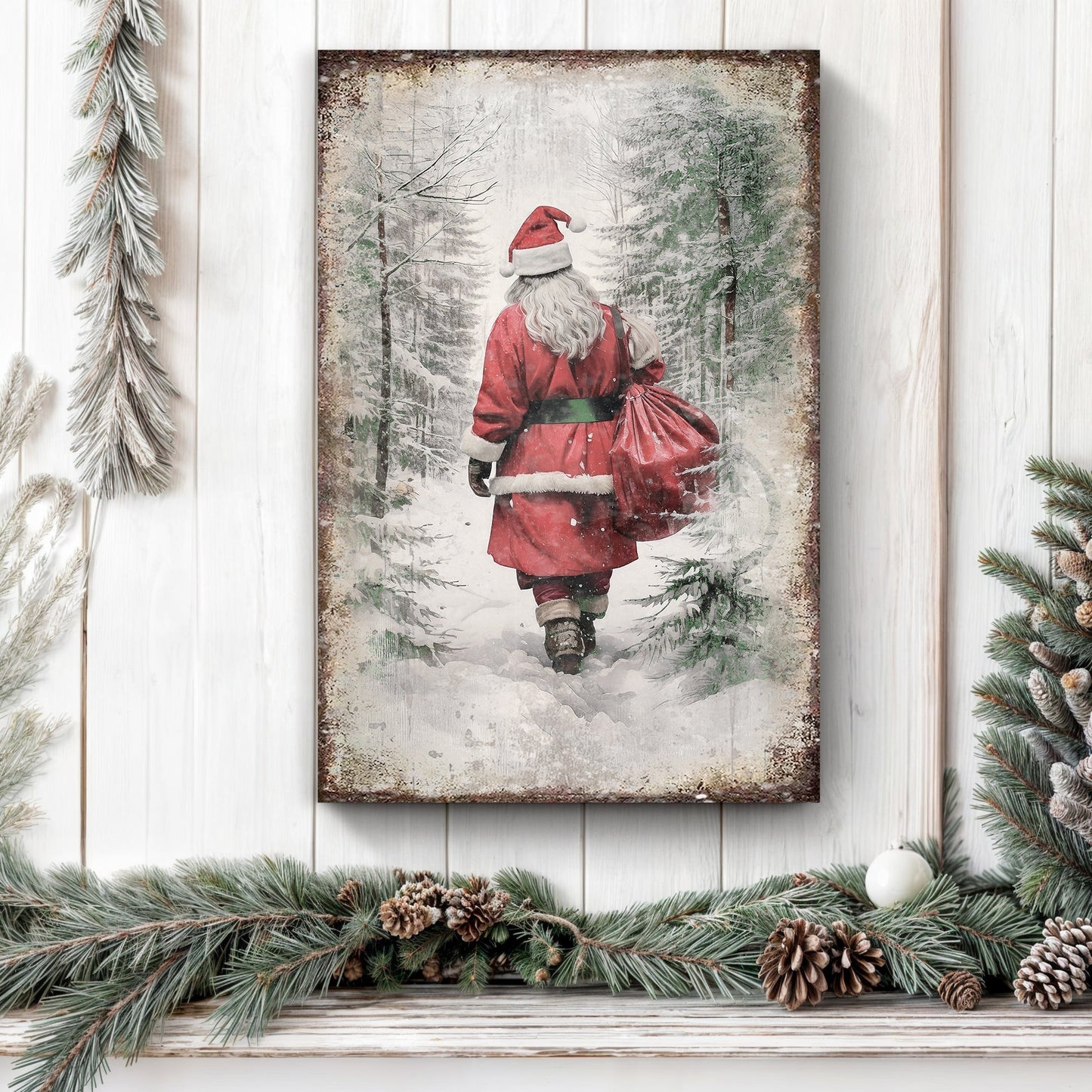 Vintage Christmas Santa Claus Wall Art V - Holiday Home Decor Canvas Print 2025 - Ever Trendy Essentials