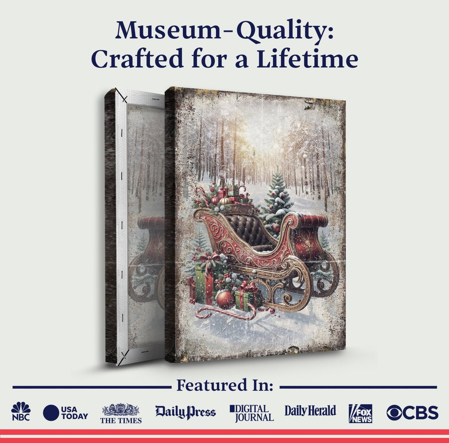 Vintage Christmas Sleigh Sled Wall Art - Holiday Home Decor Canvas Print 2025 - Ever Trendy Essentials