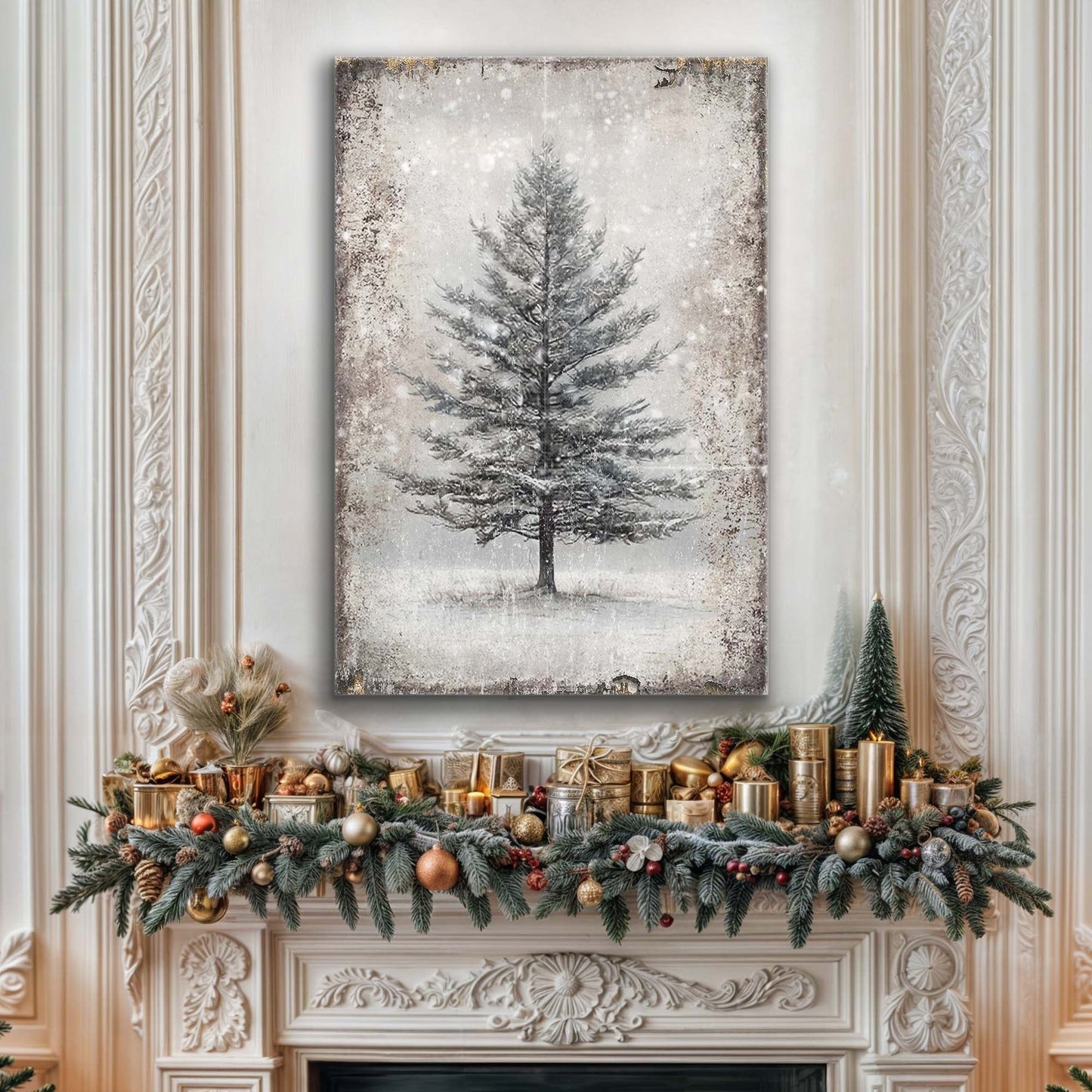 Vintage Christmas Tree Wall Art X - Holiday Home Decor Canvas Print 2025 - Ever Trendy Essentials