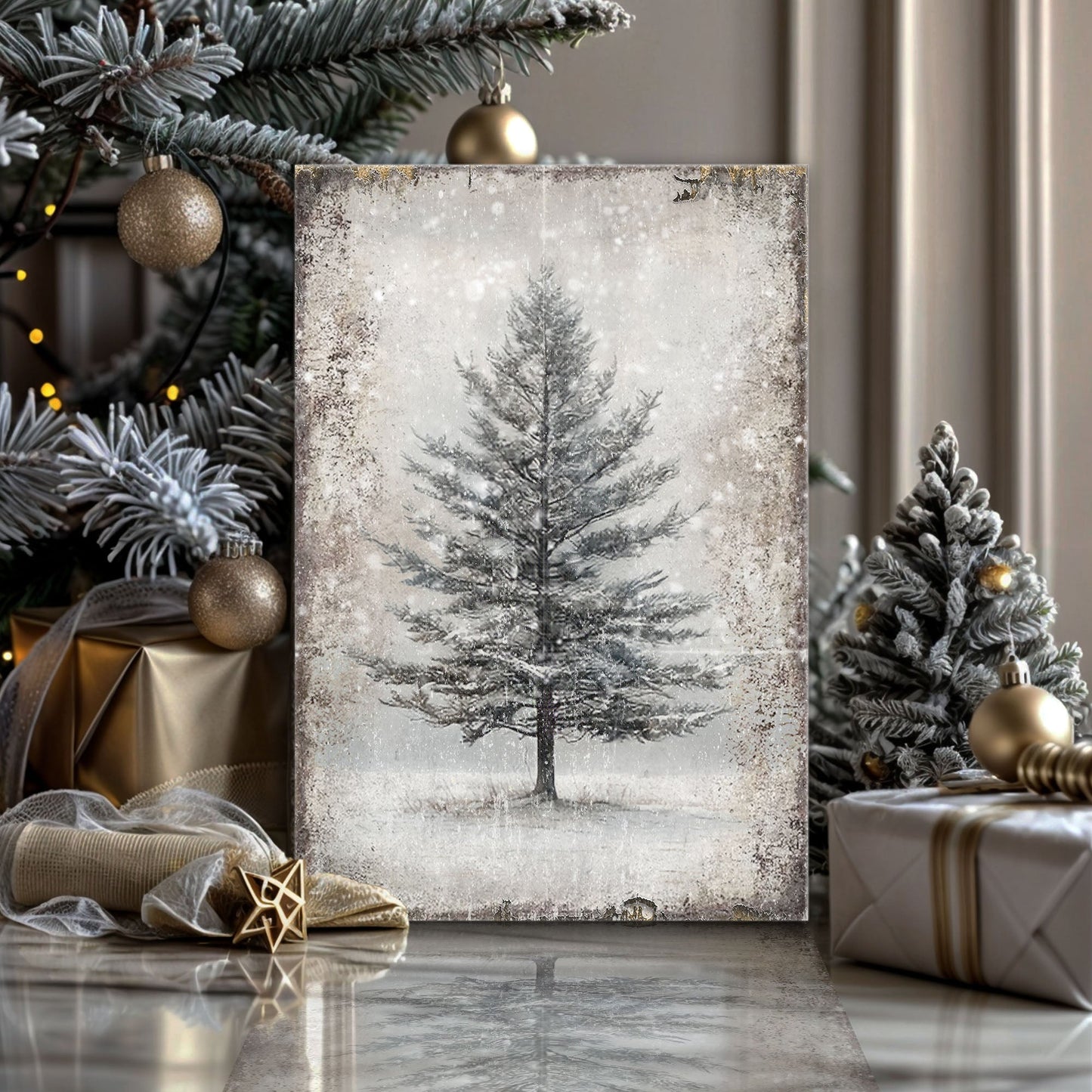 Vintage Christmas Tree Wall Art X - Holiday Home Decor Canvas Print 2025 - Ever Trendy Essentials