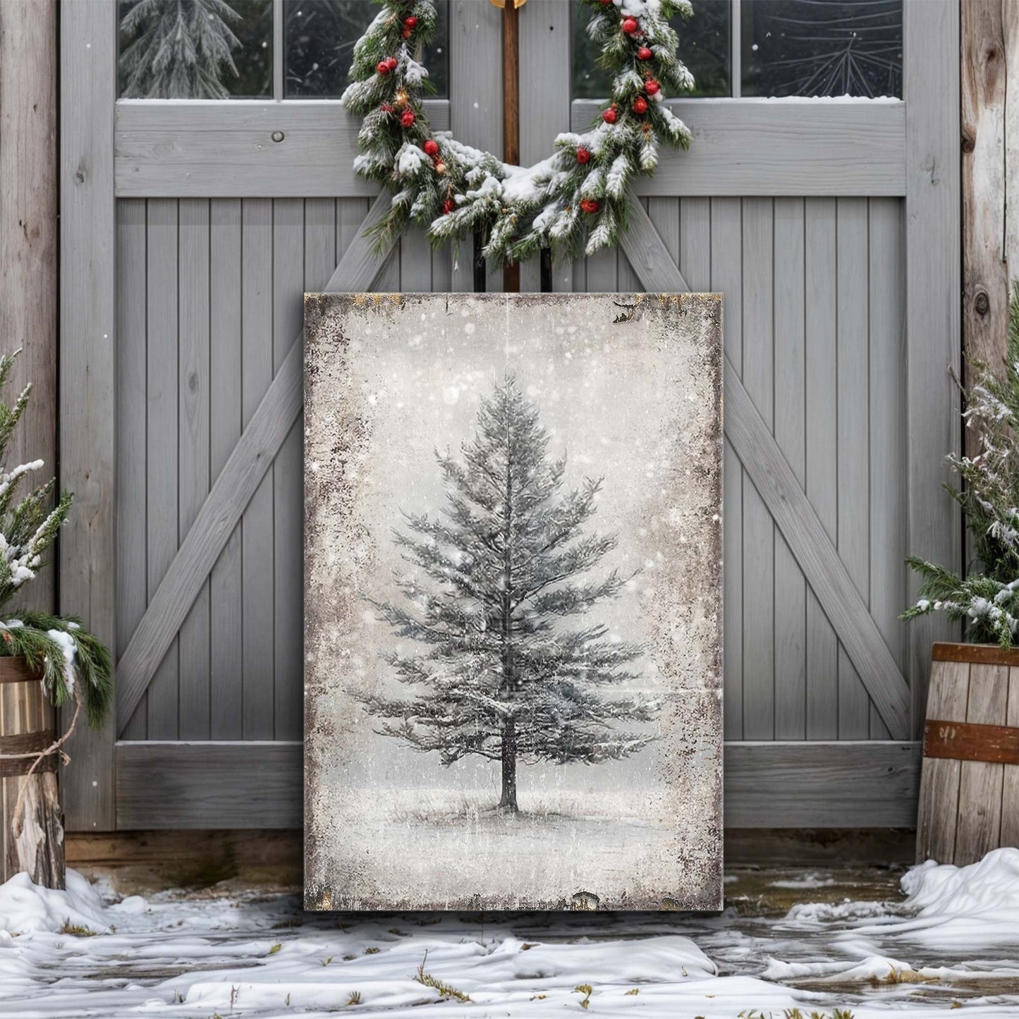 Vintage Christmas Tree Wall Art X - Holiday Home Decor Canvas Print 2025 - Ever Trendy Essentials