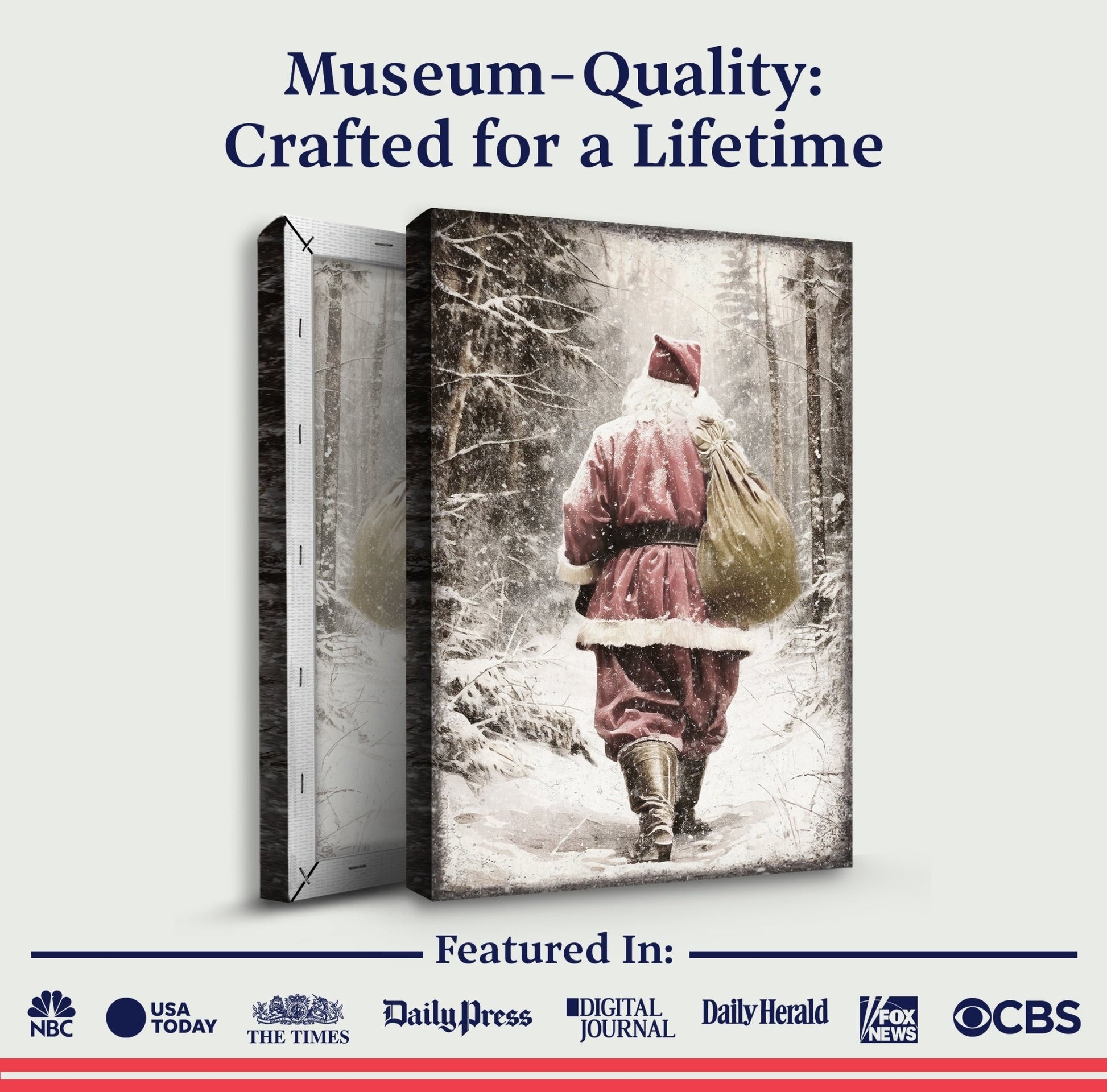 Vintage Santa Claus in Winter Forest Christmas Wall Art III - Holiday Home Decor Canvas Print 2025 - Ever Trendy Essentials